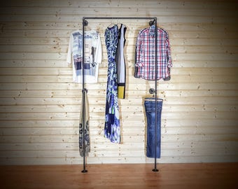 Coat hanger rail, Garment rack, Industrial furniture, Clothes rack, Clothes rail, Pipe clothing rack, Clothing rack, Steampunk furniture
