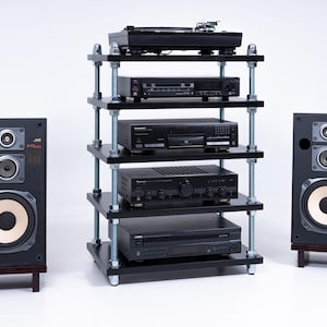 Audiophile audio rack / Record player stand / Turntable stand / Threaded rod shelf