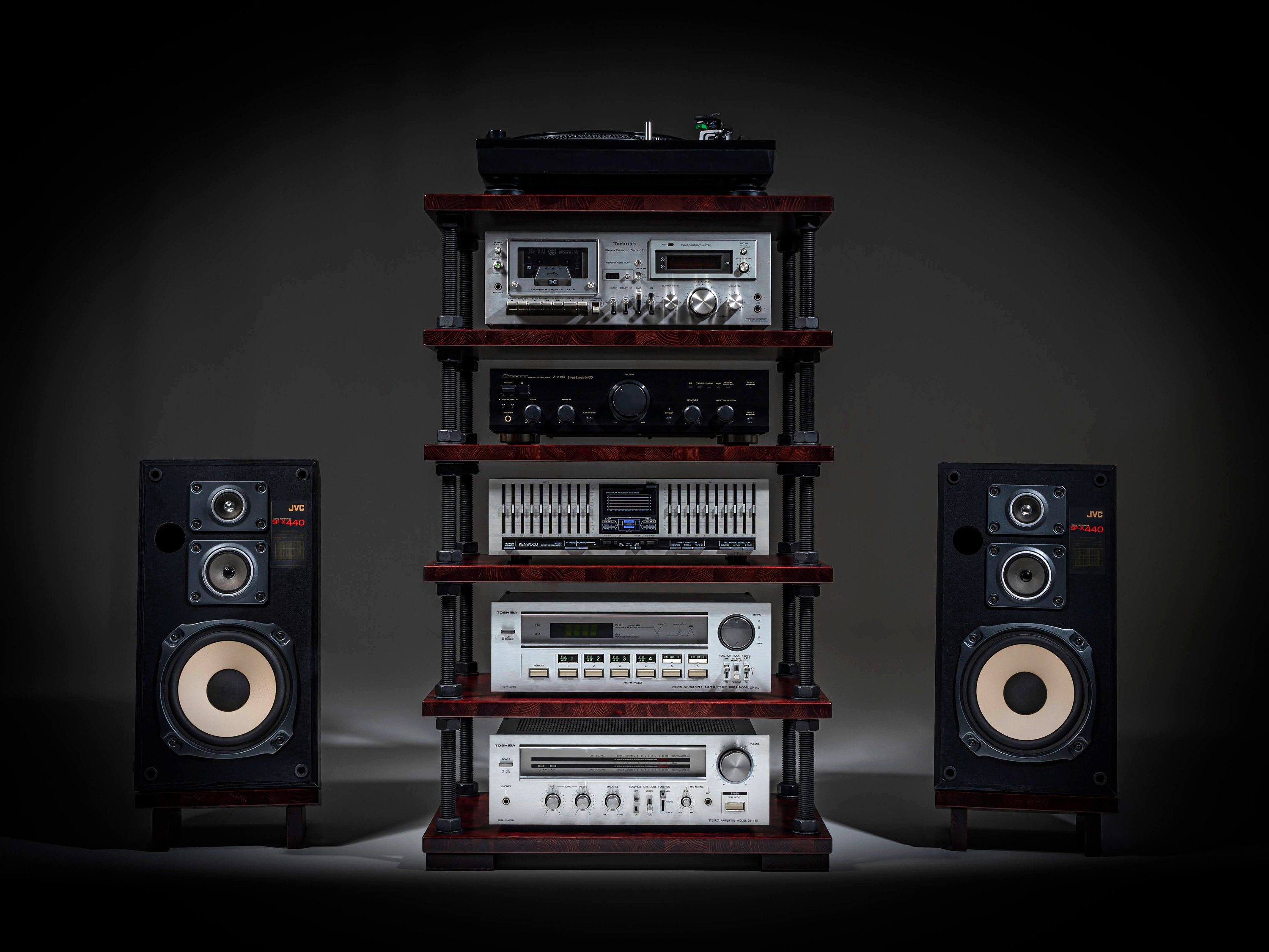 Audio Rack With Adjustable Shelf Height / Record Player