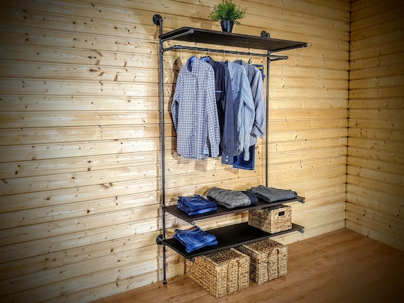 Clothes Rack With Shelves for Built in Wardrobe Industrial Clothing Rack Clothing Rack With Shelf Clothes Rack With Shelf Etsy