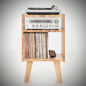 Record player cabinet with storage / Compact Turntable Stand with Vinyl Records Shelf /  Vinyl records storage