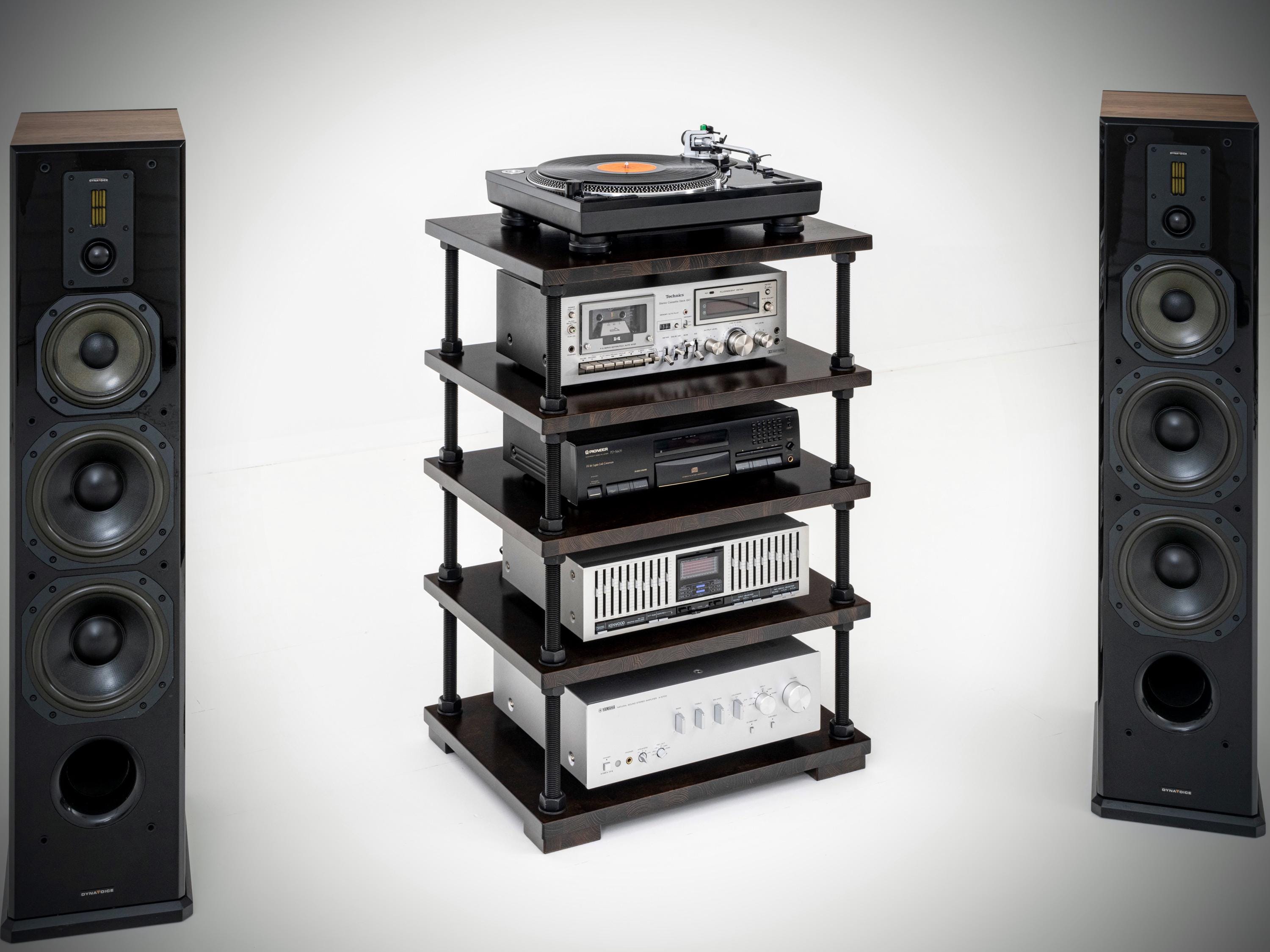 Audio Rack With Cable Management System and Adjustable Shelf Height ...