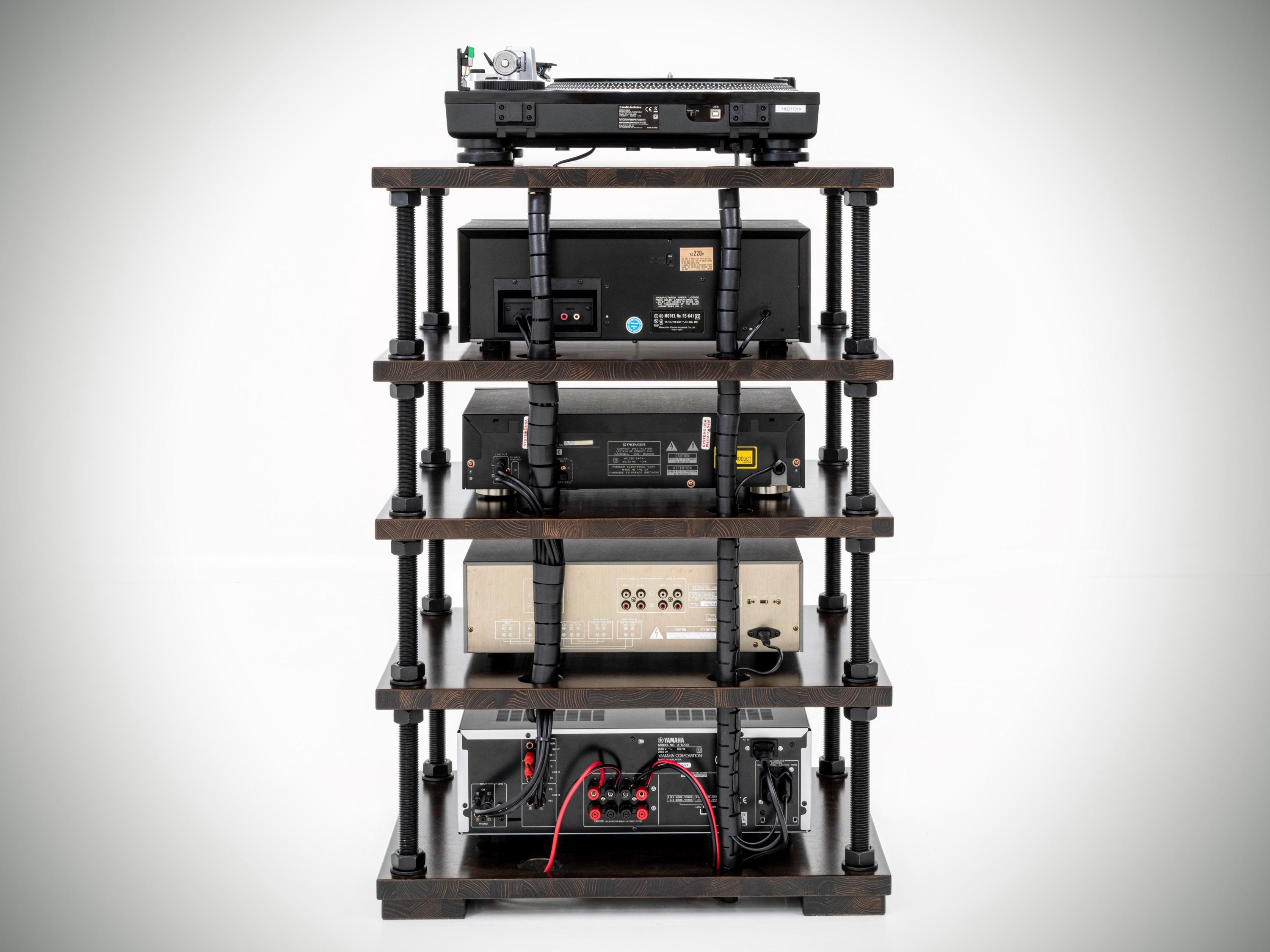 Audio Rack With Cable Management System and Adjustable Shelf Height ...