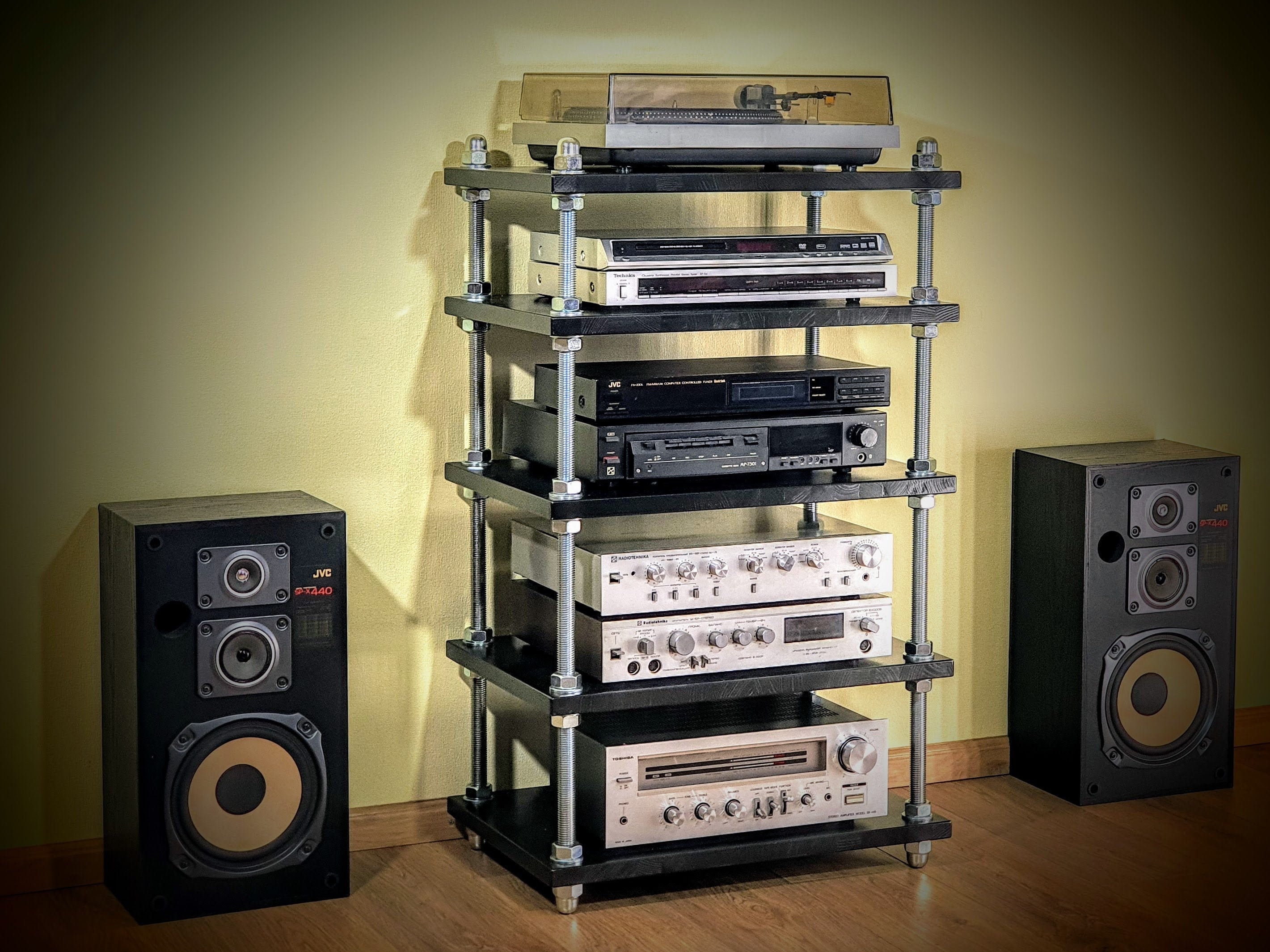 diy stacked audio rack