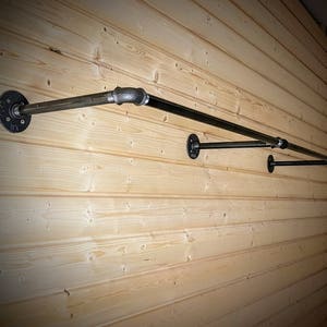 Industrial clothing rack, Wall mounted clothes rail, Garment rack, Pipe rack, Clothes hanging rack, Hanging rail, Cloth rack, Steampunk image 5