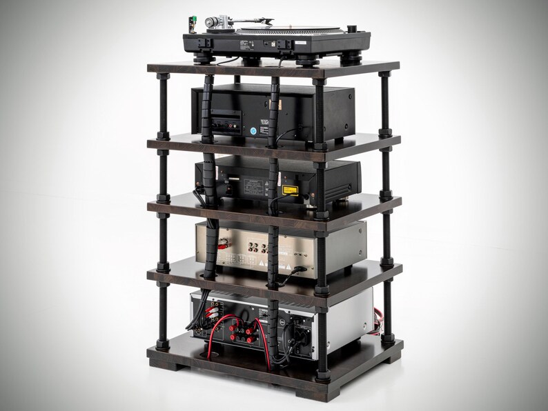 Connected Sound Rack Audio Rack With Cable Management System and Adjustable Shelf Height ...
