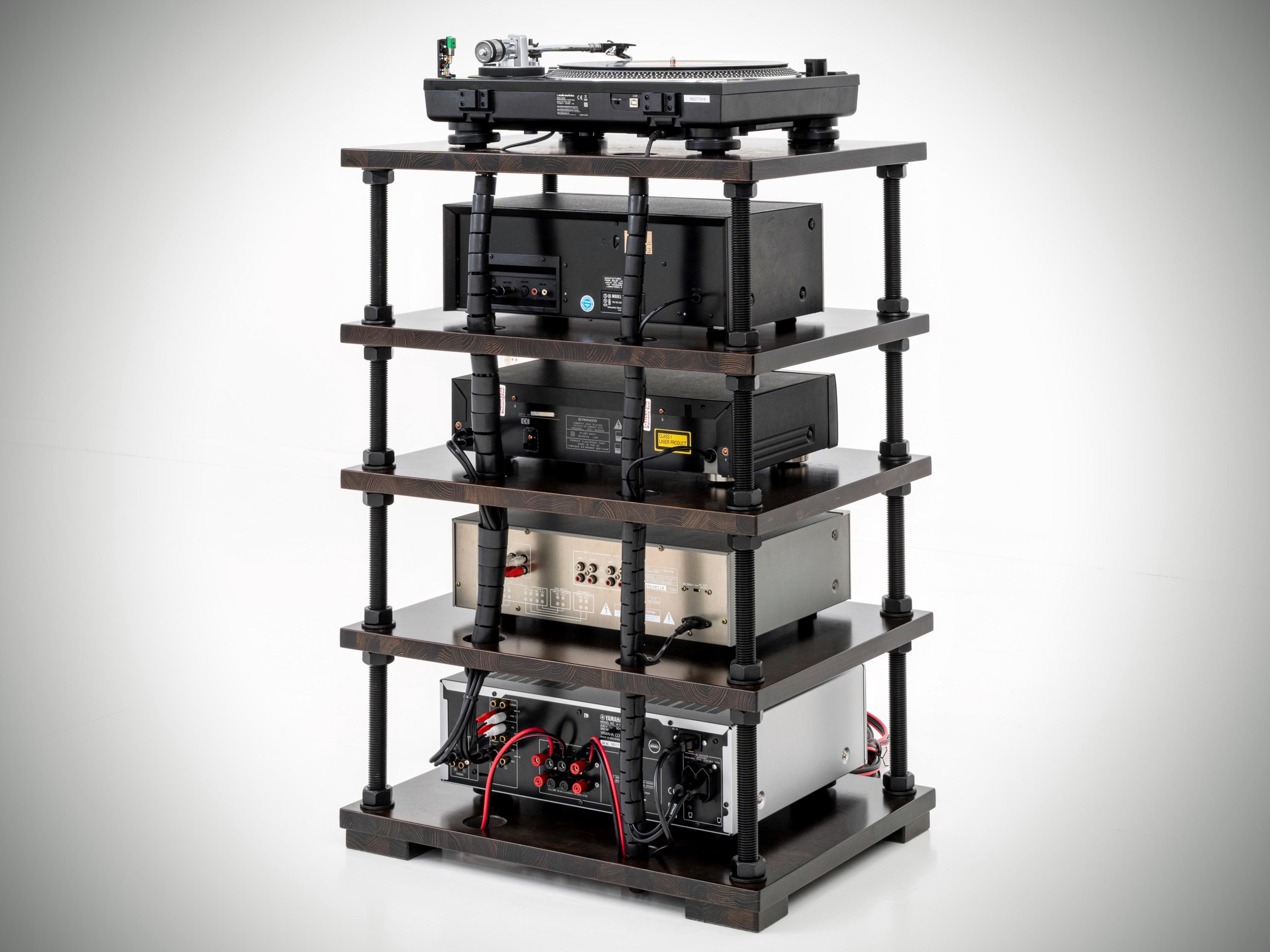 Audio Rack With Cable Management System and Adjustable Shelf Height ...