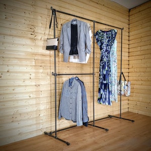 Free Standing Clothes Rack With Additional Hooks Retail Display, Pipe ...