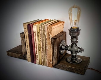 Bookends, Book holders, Cool bookends, Book stopper, Unique bookends, Decorative bookend, Wooden bookend, Bookends lamp, Steampunk furniture