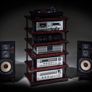 Audio rack with adjustable shelf height / Record player stand / Turntable stand / HiFi rack / Stereo cabinet