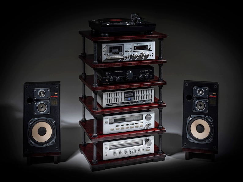 Audio Rack With Adjustable Shelf Height / Record Player Stand ...