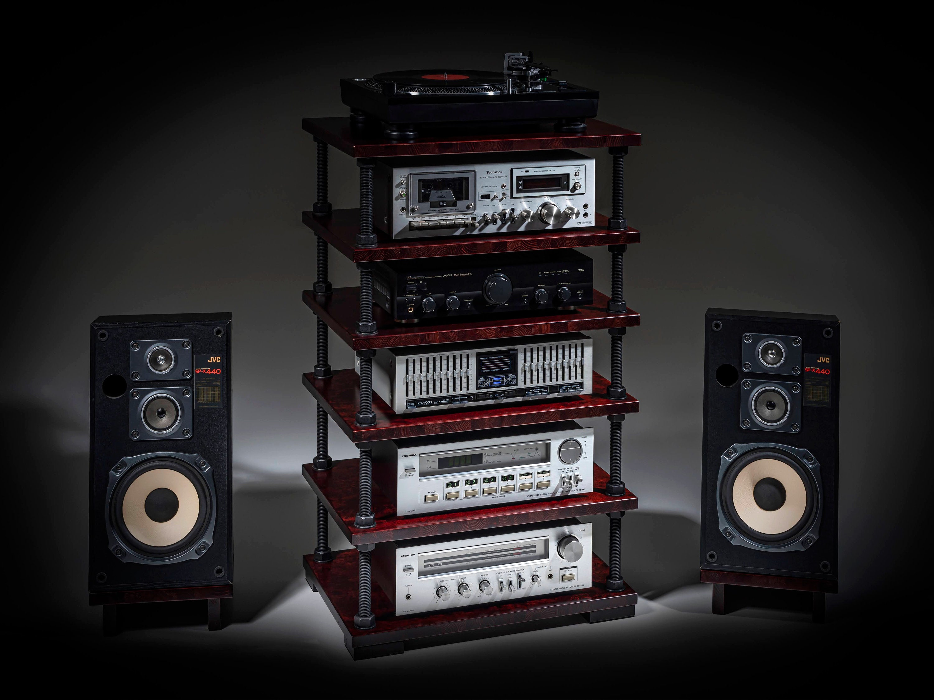 Audio Rack With Adjustable Shelf Height / Record Player Stand / Turntable  Stand / Hifi Rack / Stereo Cabinet 