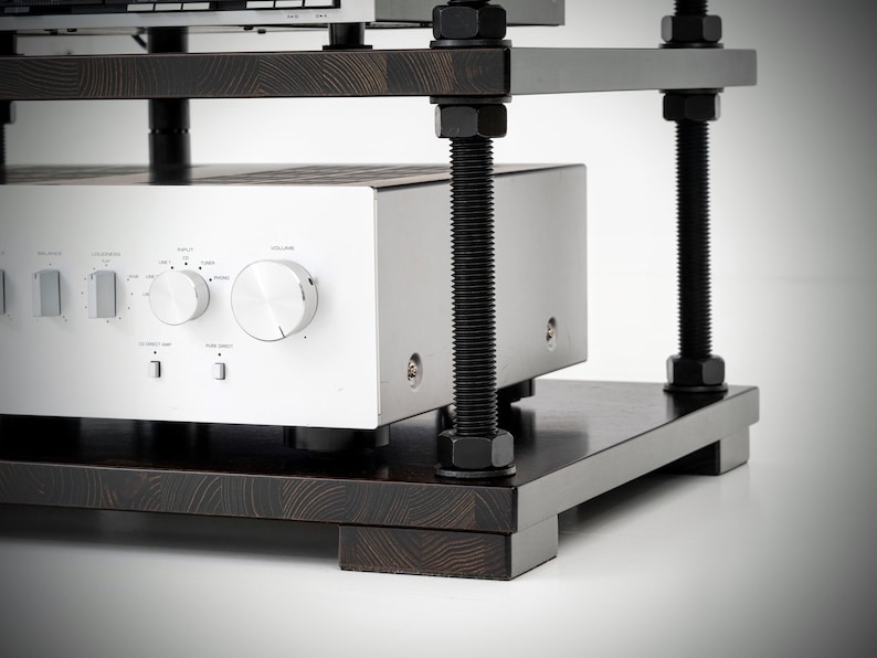 Audio Rack With Cable Management System and Adjustable Shelf Height ...
