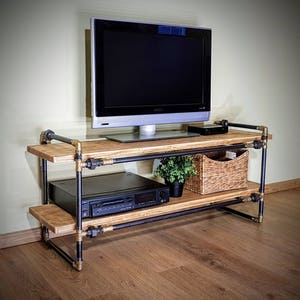 TV cabinet, TV table, TV console, Media console, tv stand, Media stand, Turntable stand, Record player table, Industrial furniture, Brass image 2