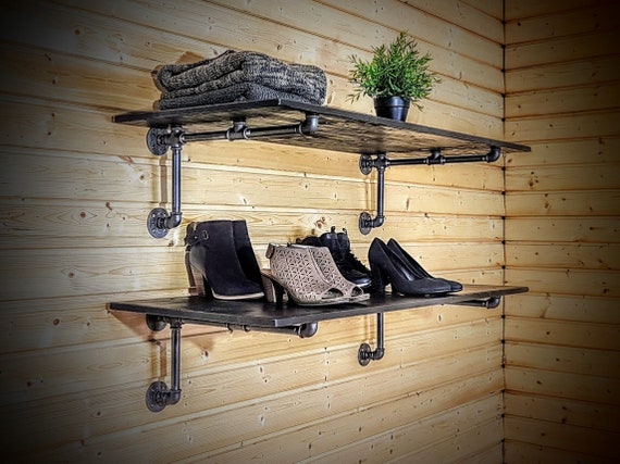 Heavy Duty Wall Mounted Industrial Pipe Shelf Shoes Rack, Retail Display 