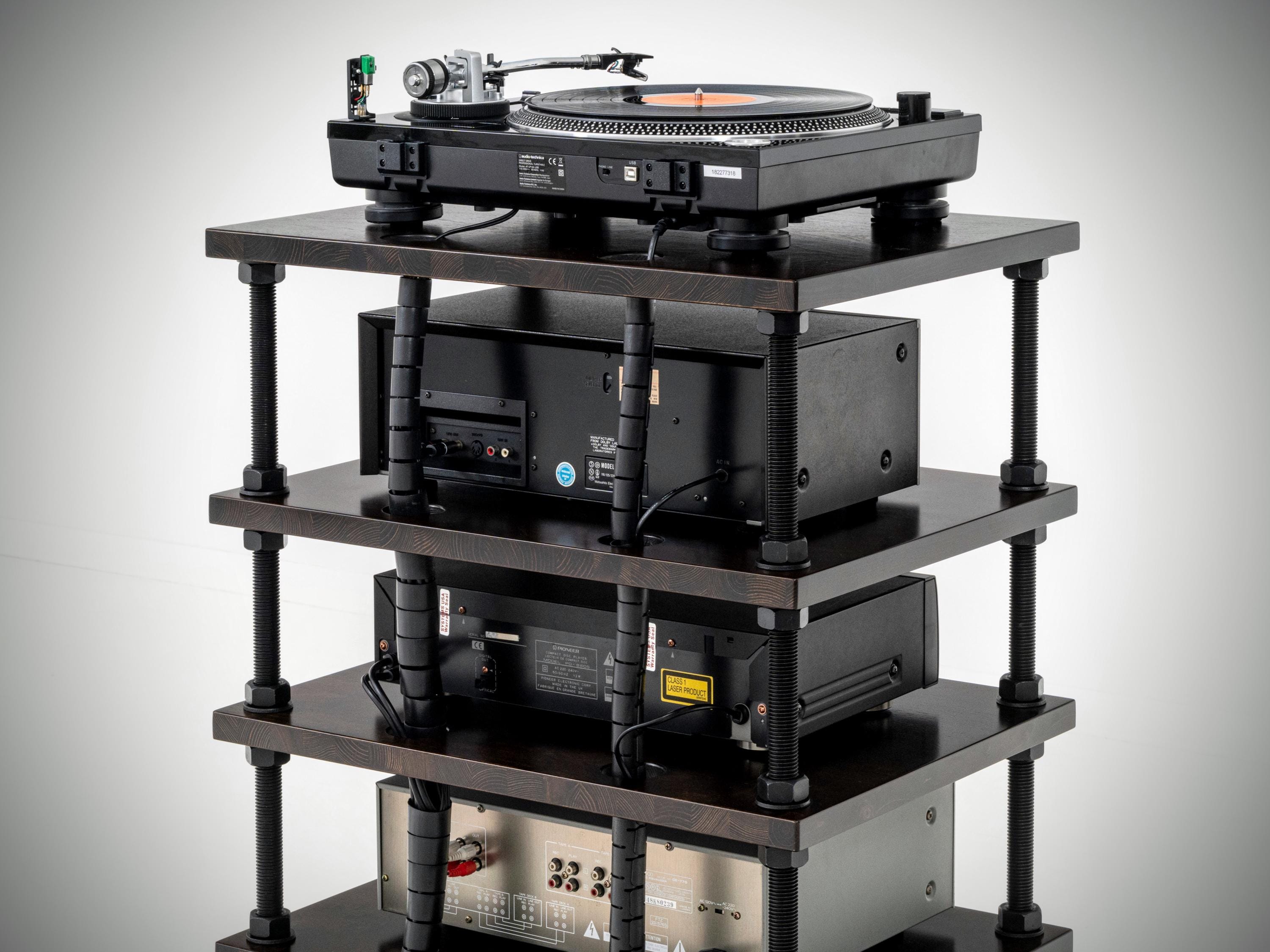 Audio Rack With Cable Management System and Adjustable Shelf Height ...