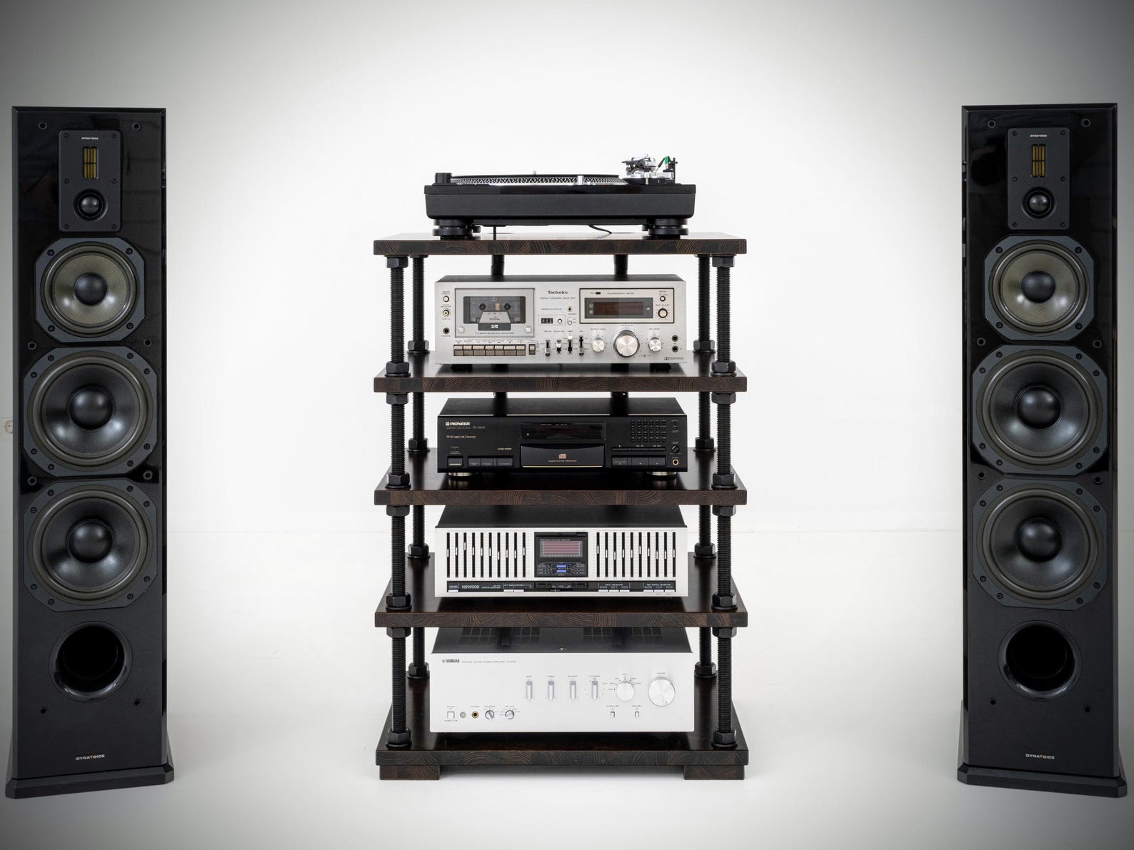 Audio Rack With Cable Management System and Adjustable Shelf Height ...