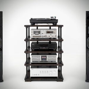 Audio Rack With Cable Management System and Adjustable Shelf Height ...