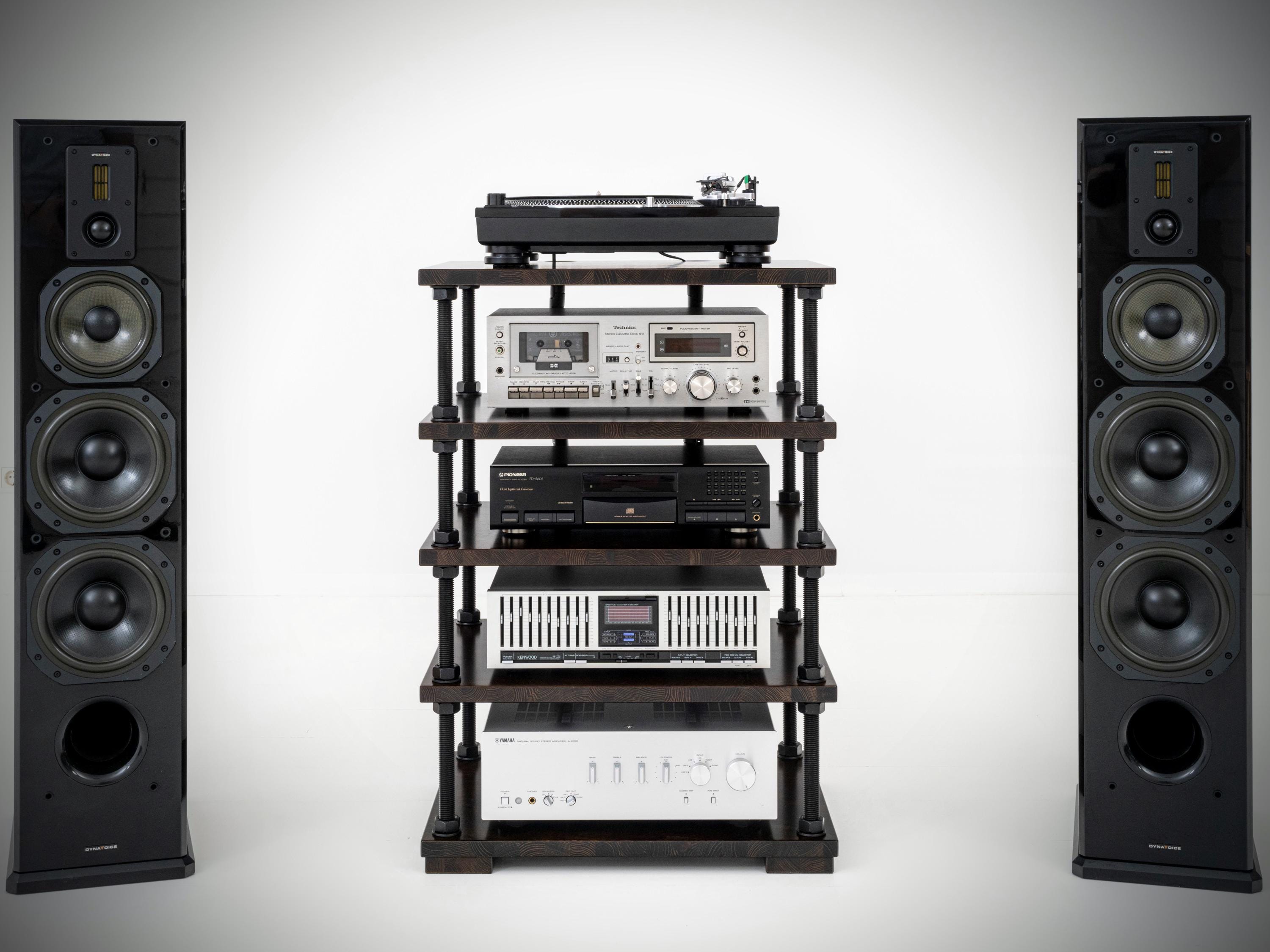 Audio Rack With Cable Management System and Adjustable Shelf Height ...
