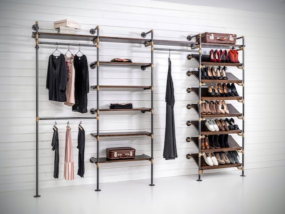 Closet System for Open Wardrobe With Angled Shoe Shelves Open Closet Organizer System Retail Display Walk in Wardrobe Walk in Closet Etsy