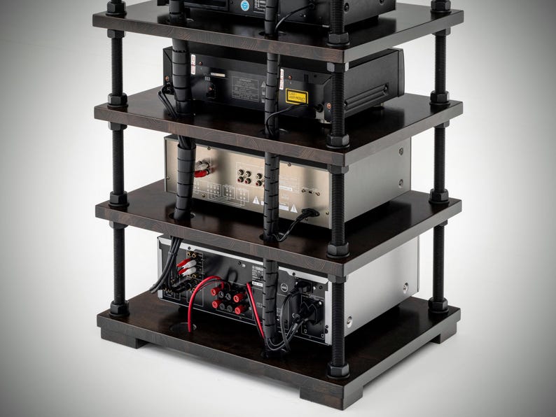 Audio Rack With Cable Management System and Adjustable Shelf Height ...