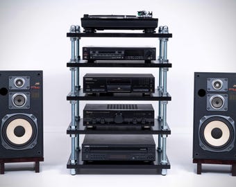Audiofiel audiorek / standaard voor platenspeler / standaard voor draaitafel / plank met draadstang