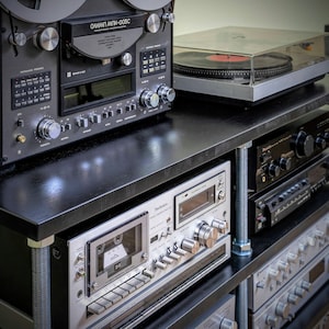 Double Audio Racks Double Width Audio Rack / Record Player Stand / Stereo Cabinet With ...