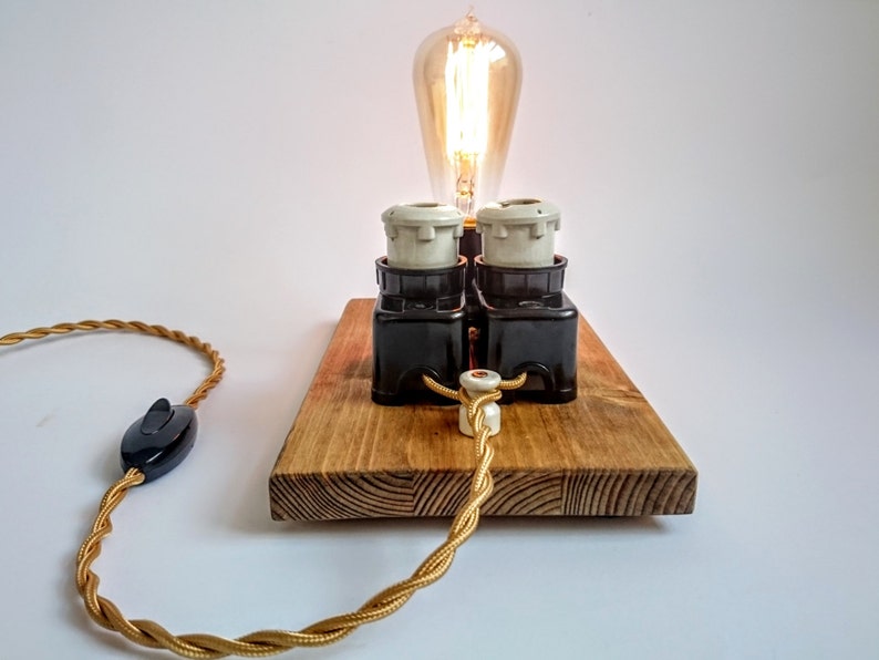 Steampunk lamp, Edison lamp, Industrial lighting, Table lamp, Plug in night light, Edison bulb table lamp, Fuse lamp, Cool lamp image 3