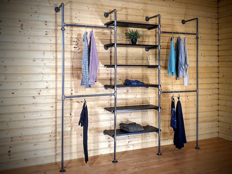 Industrial Pipe Clothing Rack With Shelves Clothes Storage Etsy