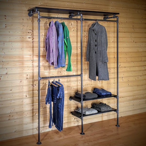 Clothes rack with shelves - Clothes display rack - Commercial clothing rack