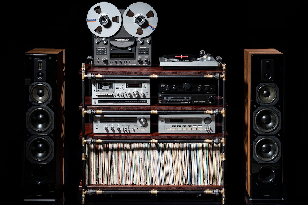 Record Player Stand With Vinyl Records Storage Audio Rack