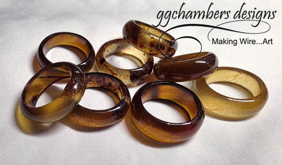 LIQUIDATION SALE - Lot of 13 Natural Indonesian Amber Rings for Jewelry or to Wear Dark, Medium, Light Bands, size 13