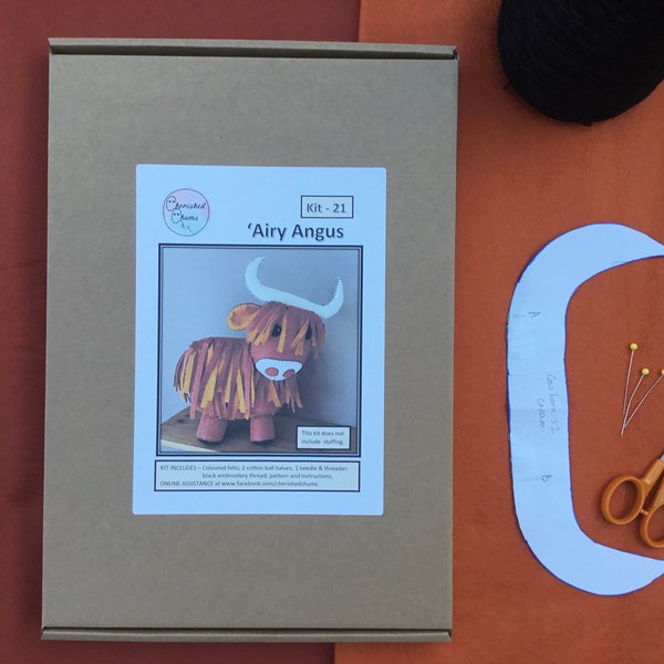 The ‘Airy Angus letterbox hand stitch felt animal kit
