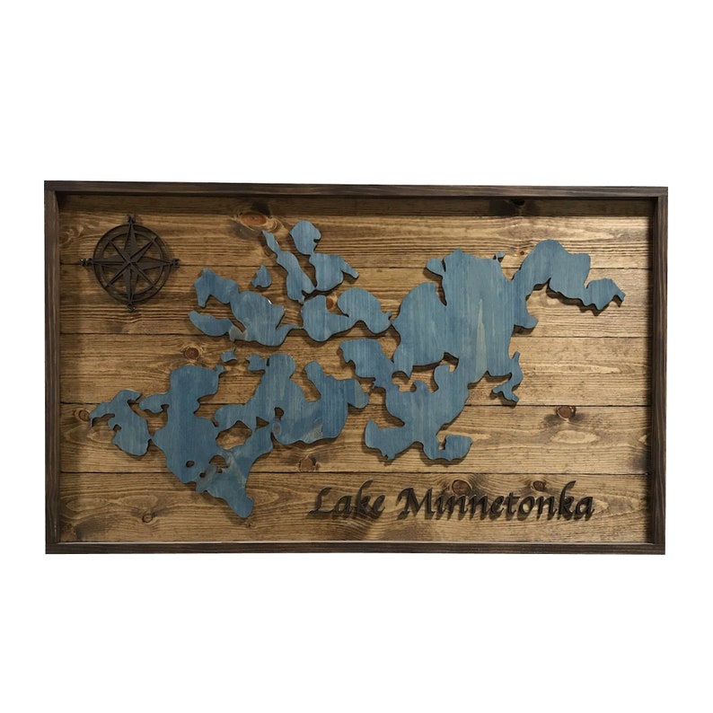 Lake Map Wood Wall Art Etsy