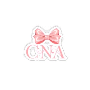 CNA Pink Bow Sticker: Coquette Nursing Assistant Gift
