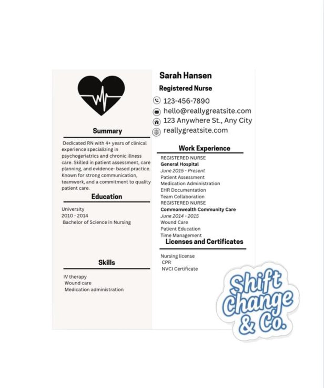 Editable Nurse CV Template | Modern and Professional Resume for Rns ...