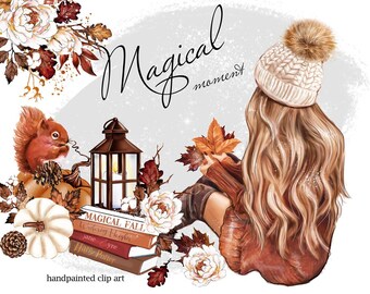 Automn Clipart Romantische Herfst Pompoen Gebreide Coffe Herfst Outfit Bladeren Gezellige Herfst Planner Stickers Girly planner DYI