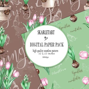 Digital Paper Pack Easter Paper Pack Pastel Pink Green Easter Bunny ...
