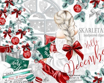 Mode Clipart kerst Clipart Winter mode illustratie Clipart Cozy Xmas Winter Clipart Fashion Ilustration Girly Planner