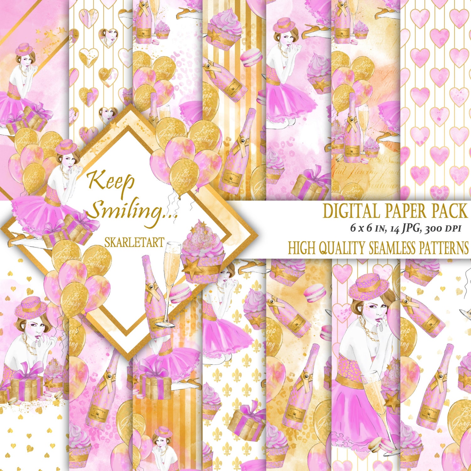 Birthday Paper Pack Digital Scrapbook Printable Background | Etsy