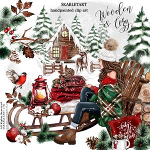 Clipart de inverno Clipart de Natal Ilustração de moda de inverno Clipart Aconchegante Natal Clipart de inverno Ilustração de moda Girly Planner