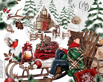 Winter clipart kerst clipart winter mode illustratie clipart gezellige kerst winter clipart mode illustratie girly planner