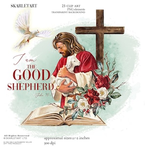 Oster Clipart, Jesus Clipart, Ostern, Ostern, Christliches Kreuz, Die Heilige Bibel, Frühlingsrosen, religiöse Planer zubehör DIY