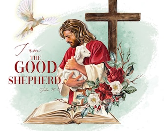 Easter Clipart, Jesus Clipart, Sheperd,Watercolor easter, Christian Cross, The Holy Bible,Spring Roses, Religious planner supplies DIY