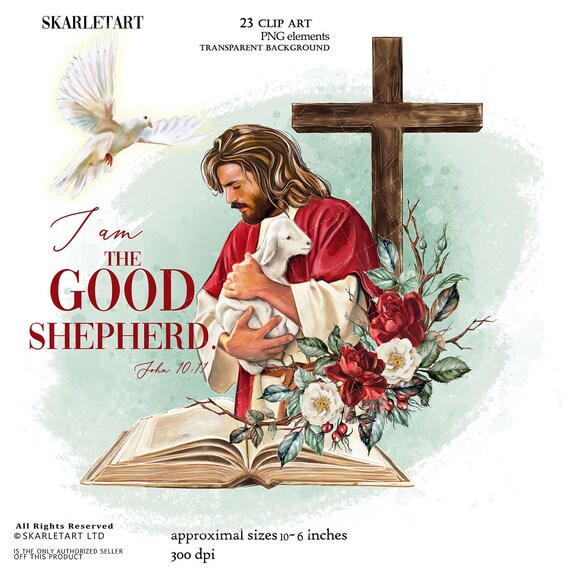 Easter Clipart, Jesus Clipart, Sheperd,Watercolor easter, Christian Cross, The Holy Bible,Spring Roses, Religious planner supplies DIY