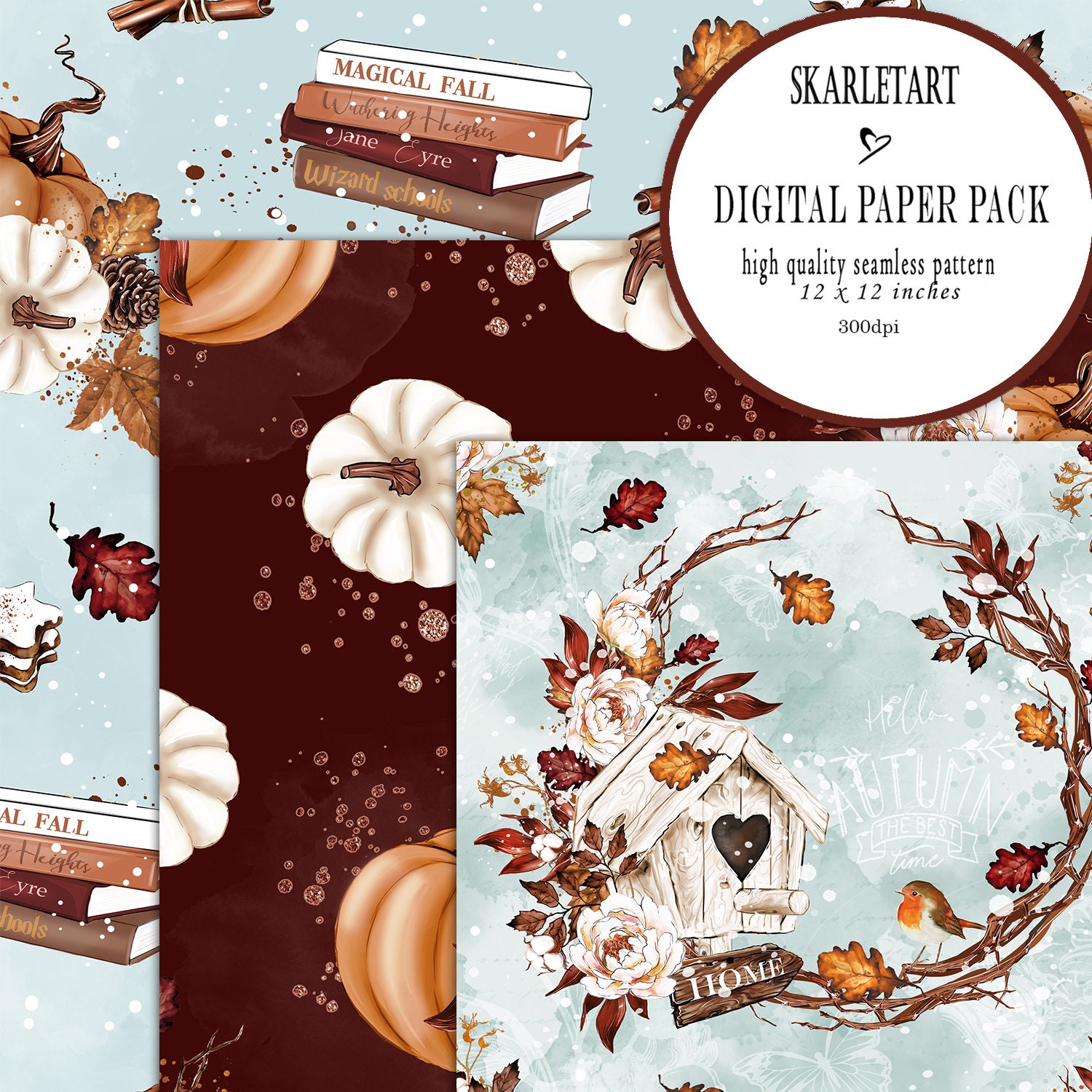 Autumn Paper Pack Fall Background Fall Digital Paper Pack Fashion Fall ...