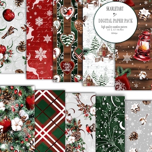 Cosy Winter Christmas Digital Paper Planner Briefpapier Scrapbook Aquarell Hintergrund Nahtlose Oberfläche Muster Aufkleber Stoff