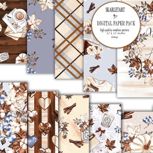 Confezione di carta autunnale Sfondo autunnale Confezione di carta digitale autunnale moda autunno sfondo Zucca Girly Planner Copertina Confezione fai da te