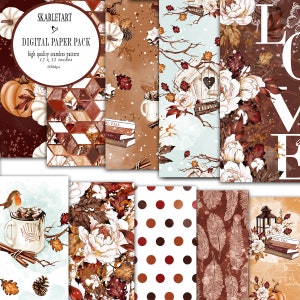 Herfst papier pack herfst achtergrond vallen digitaal papier pack mode herfst achtergrond pompoen girly planner cover diy pack