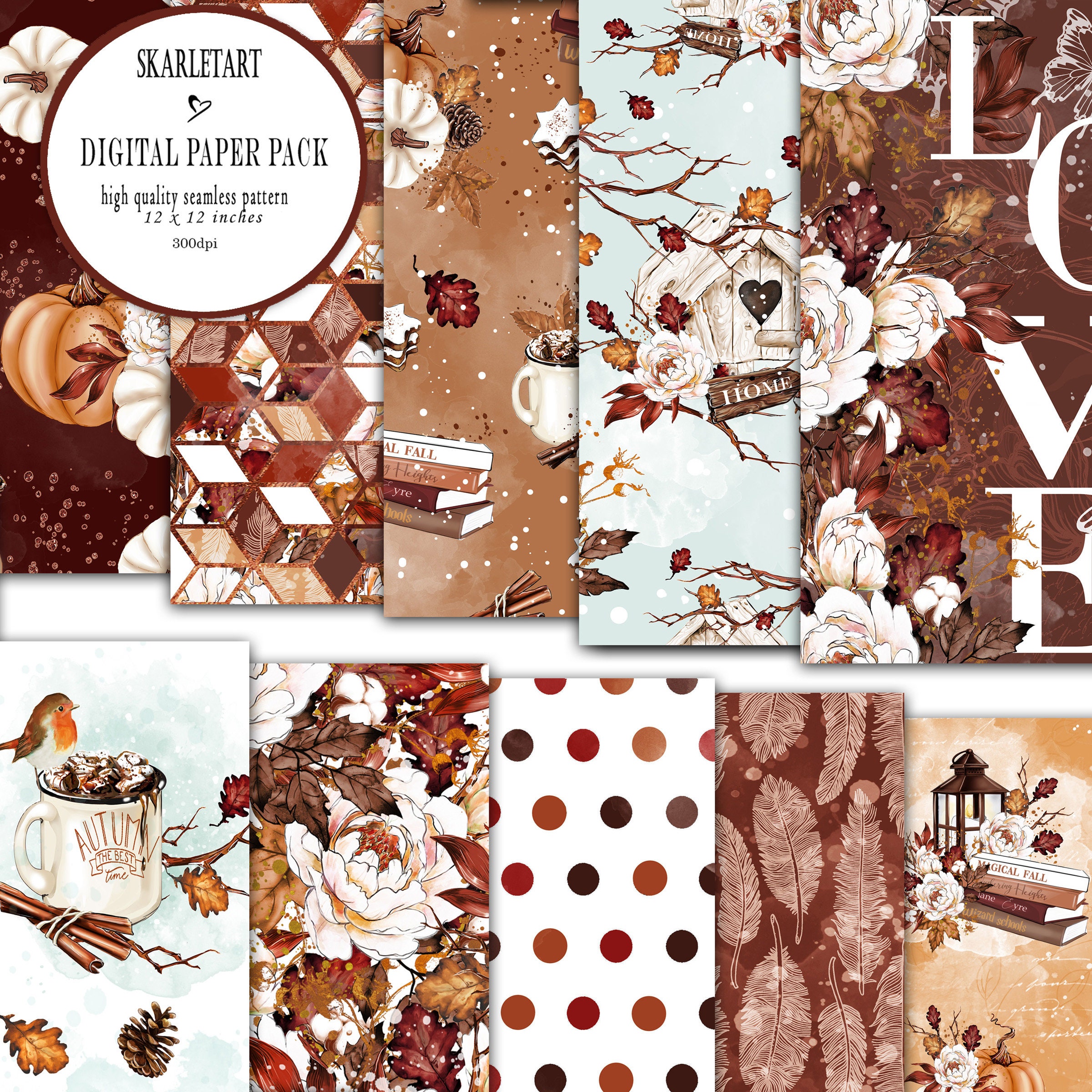 Autumn Paper Pack Fall Background Fall Digital Paper Pack Fashion Fall ...